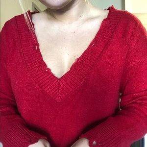 Wild Honey Destructed V Neck Sweater